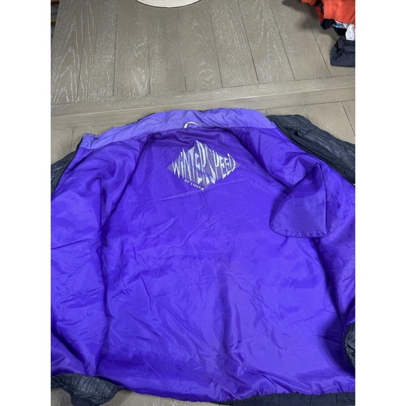 Vintage Luhta Jacket Mens 48 Large Gray Winterspeed Wolf Print Ski Puffer 90s - Picture 14 of 16